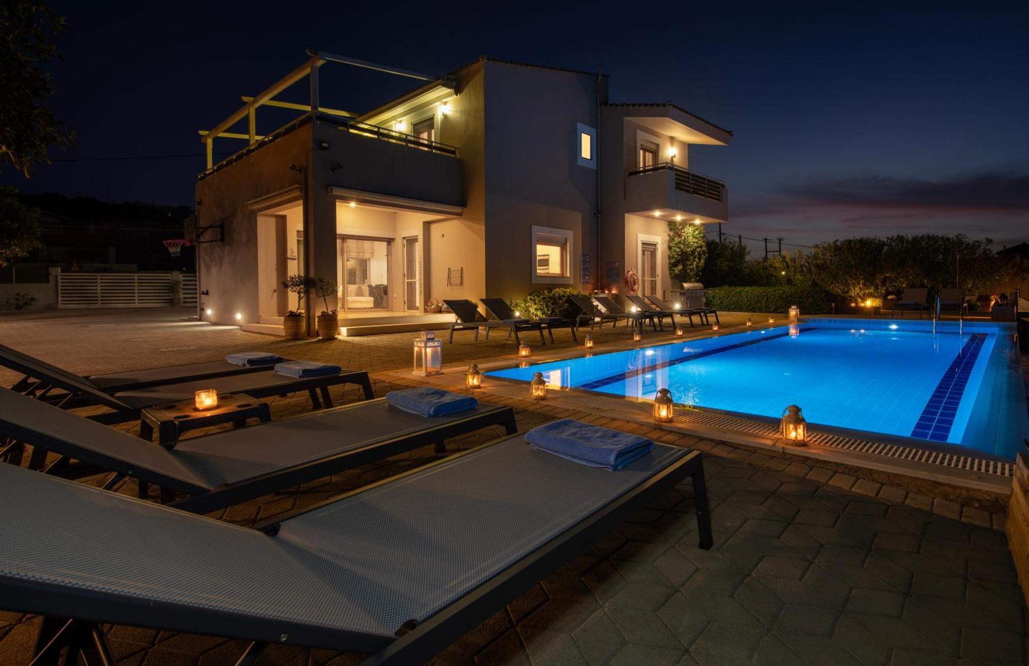 Four Seasons Private Villa - Seaview - Big Heated Pool - Gym - Sport Activities Гуве Экстерьер фото